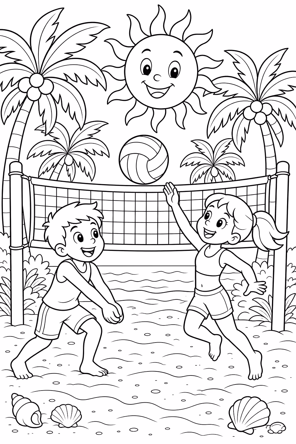 Volei para colorir — desenho para imprimir