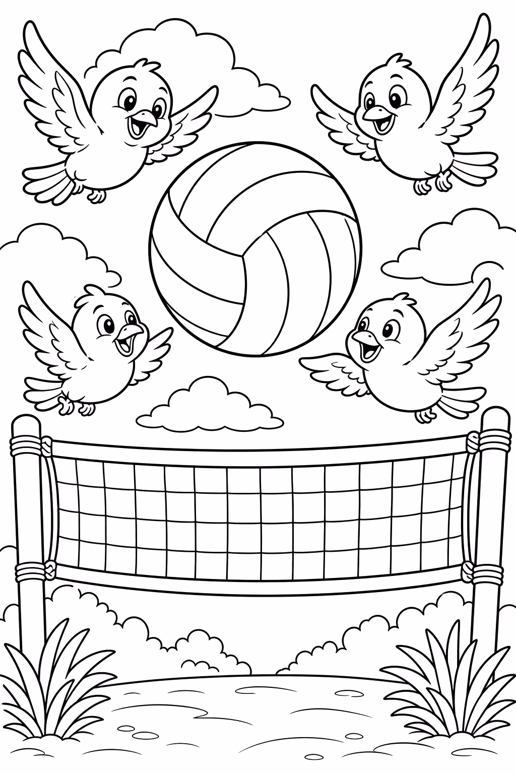 Volei para colorir — desenho para imprimir