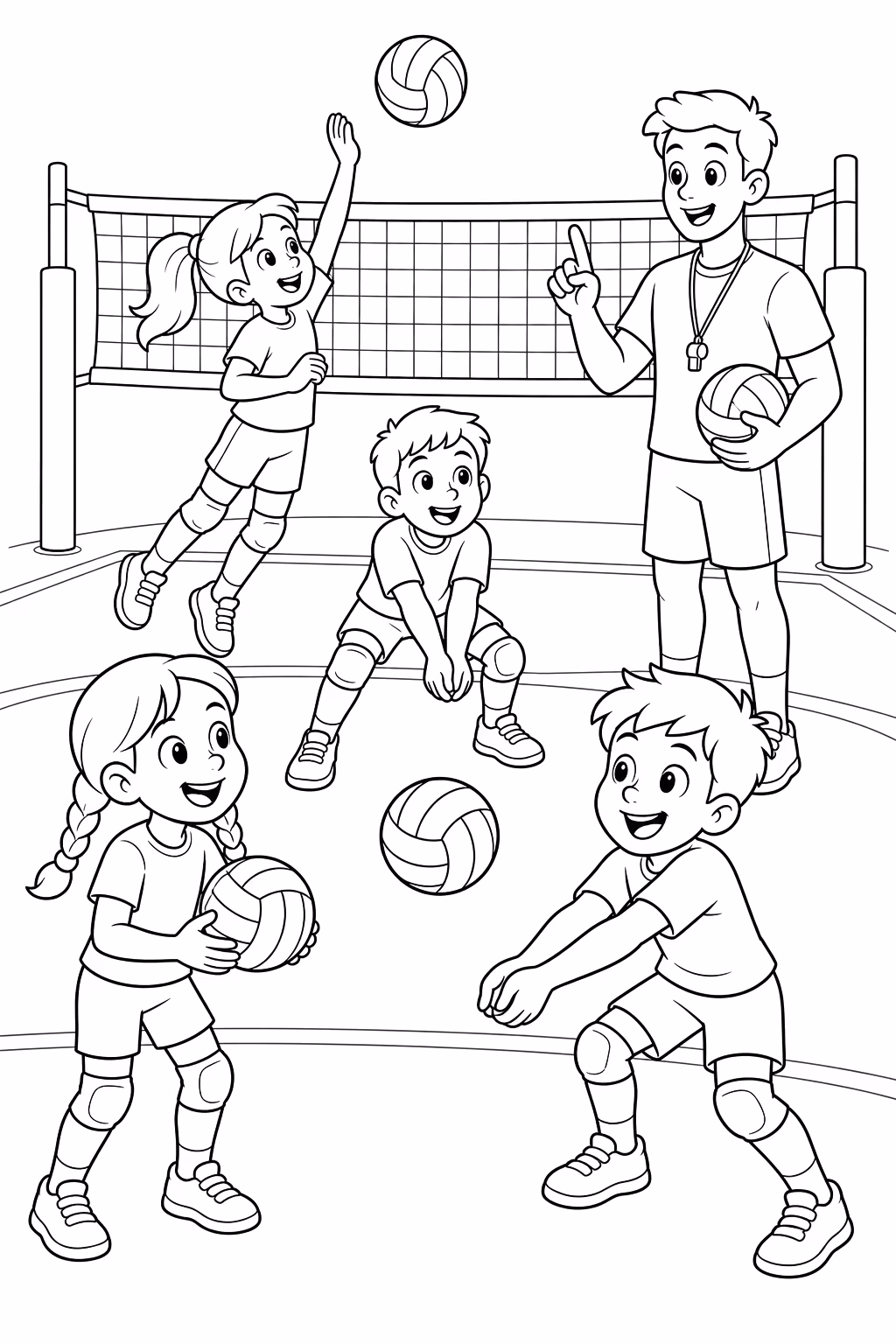 Volei para colorir — desenho para imprimir