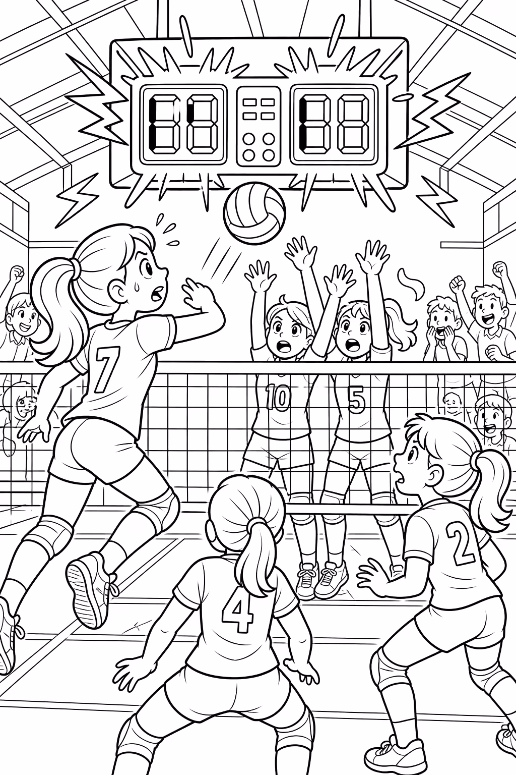 Volei para colorir — desenho para imprimir