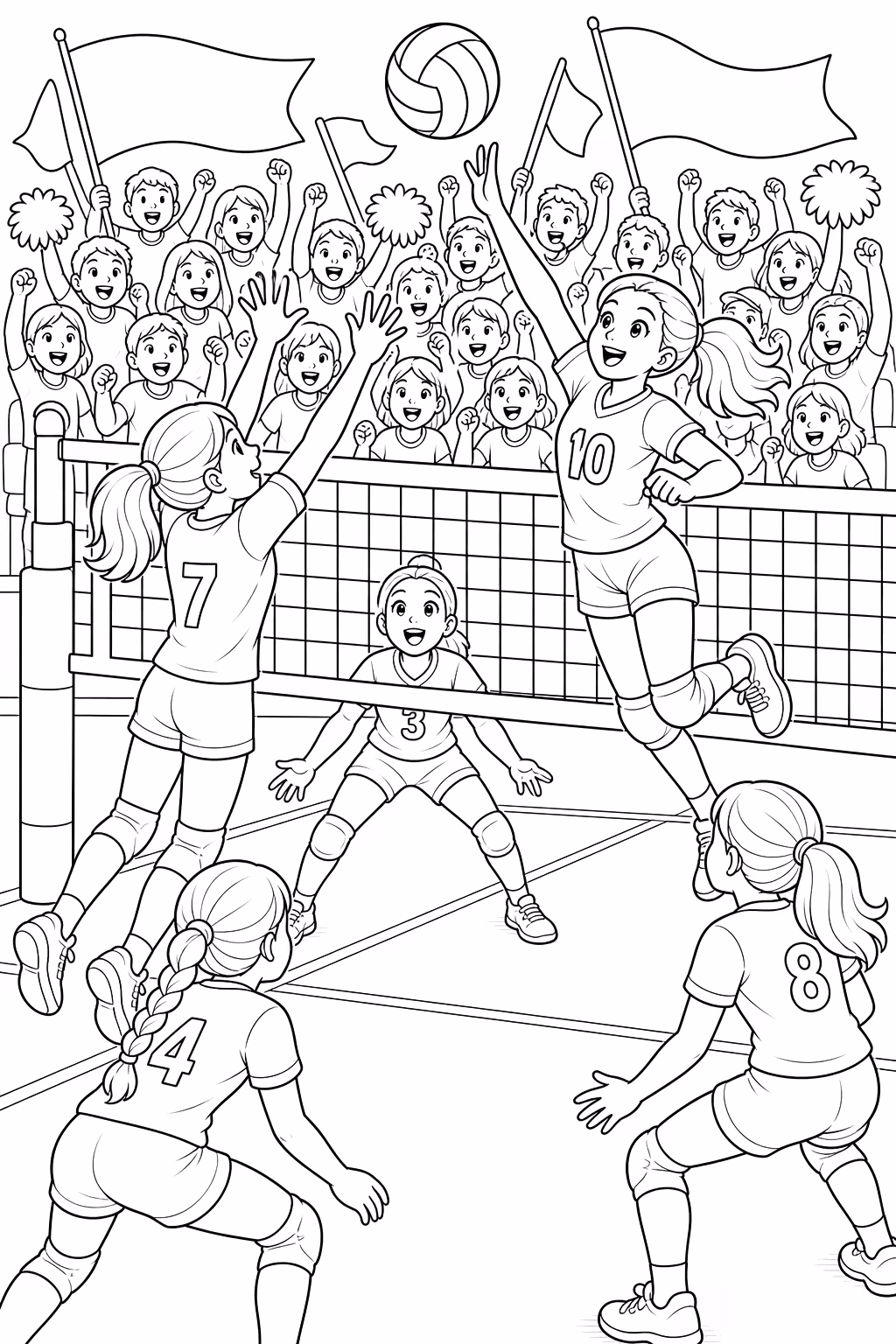 Volei para colorir — desenho para imprimir