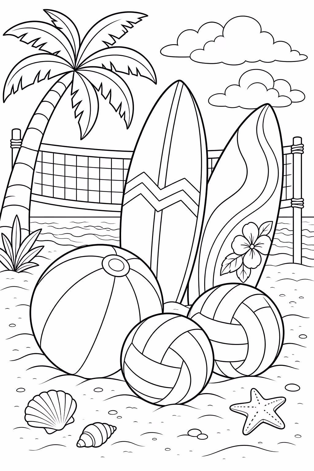 Volei para colorir — desenho para imprimir