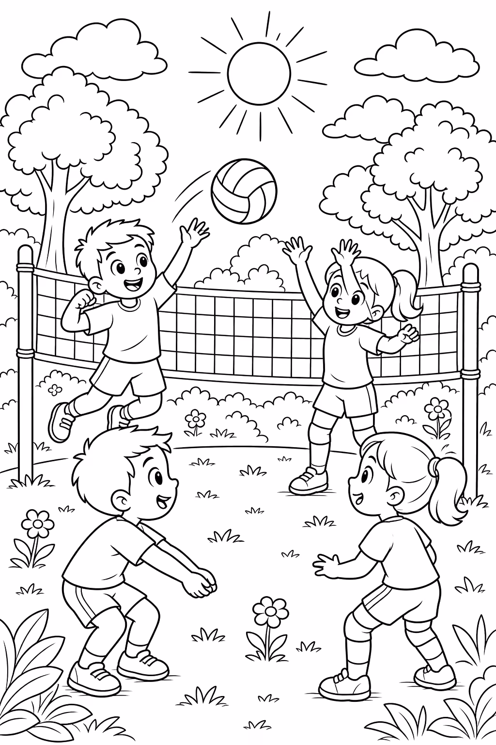Volei para colorir — desenho para imprimir