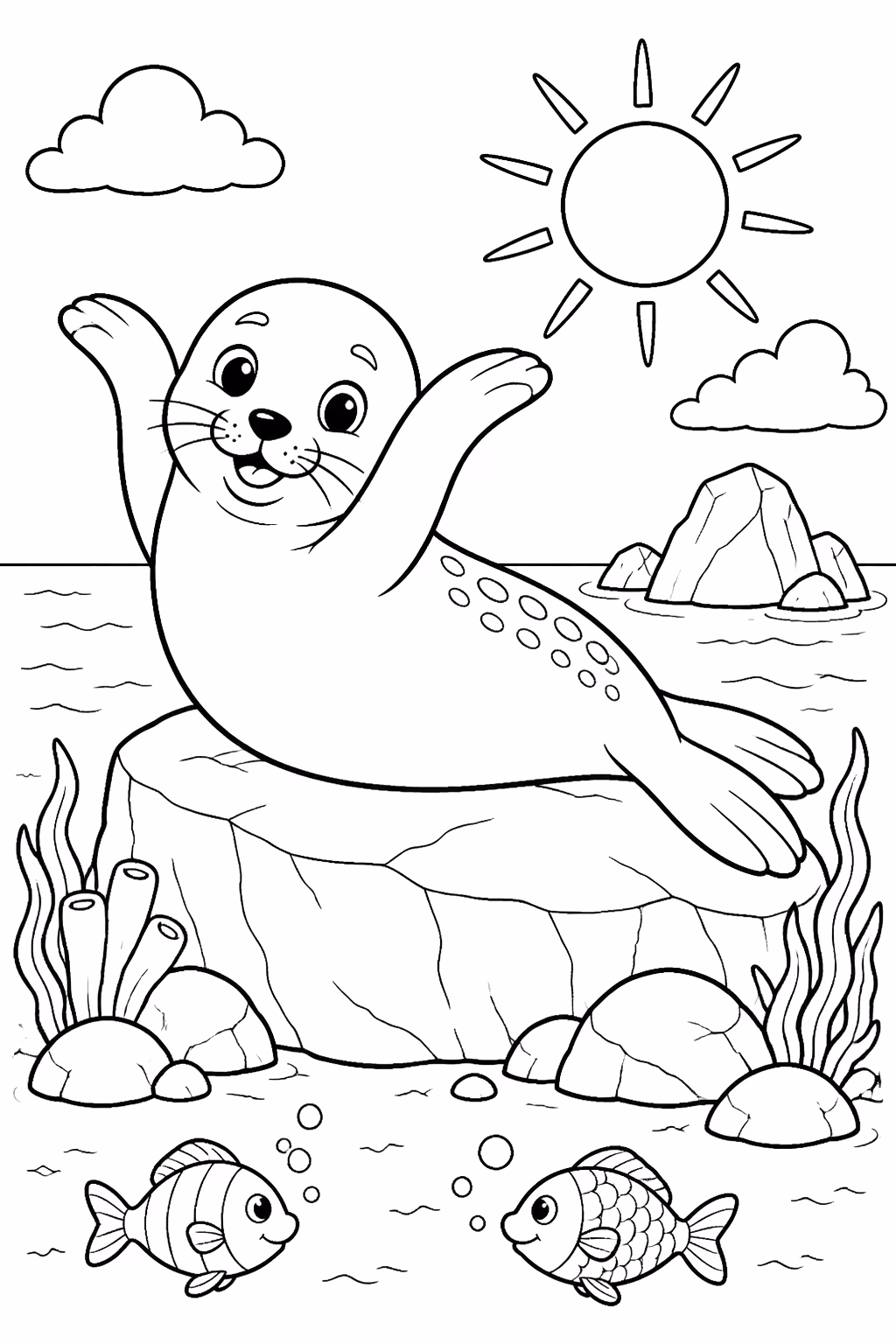 Foca para colorir — desenho para imprimir
