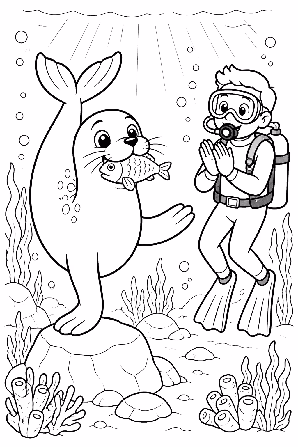 Foca para colorir — desenho para imprimir