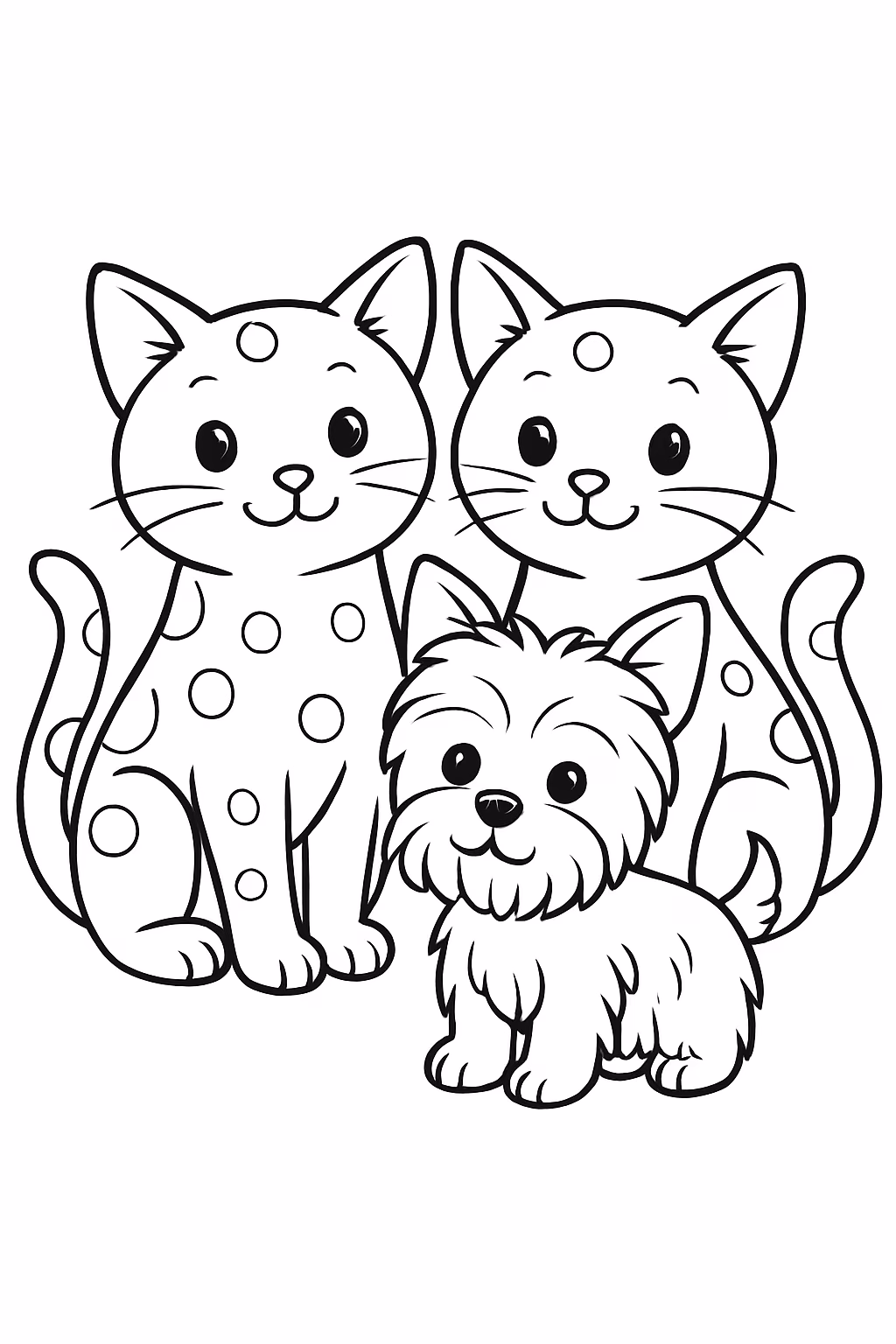 Gatos percas cadelinha peludinha york para colorir — desenho para imprimir