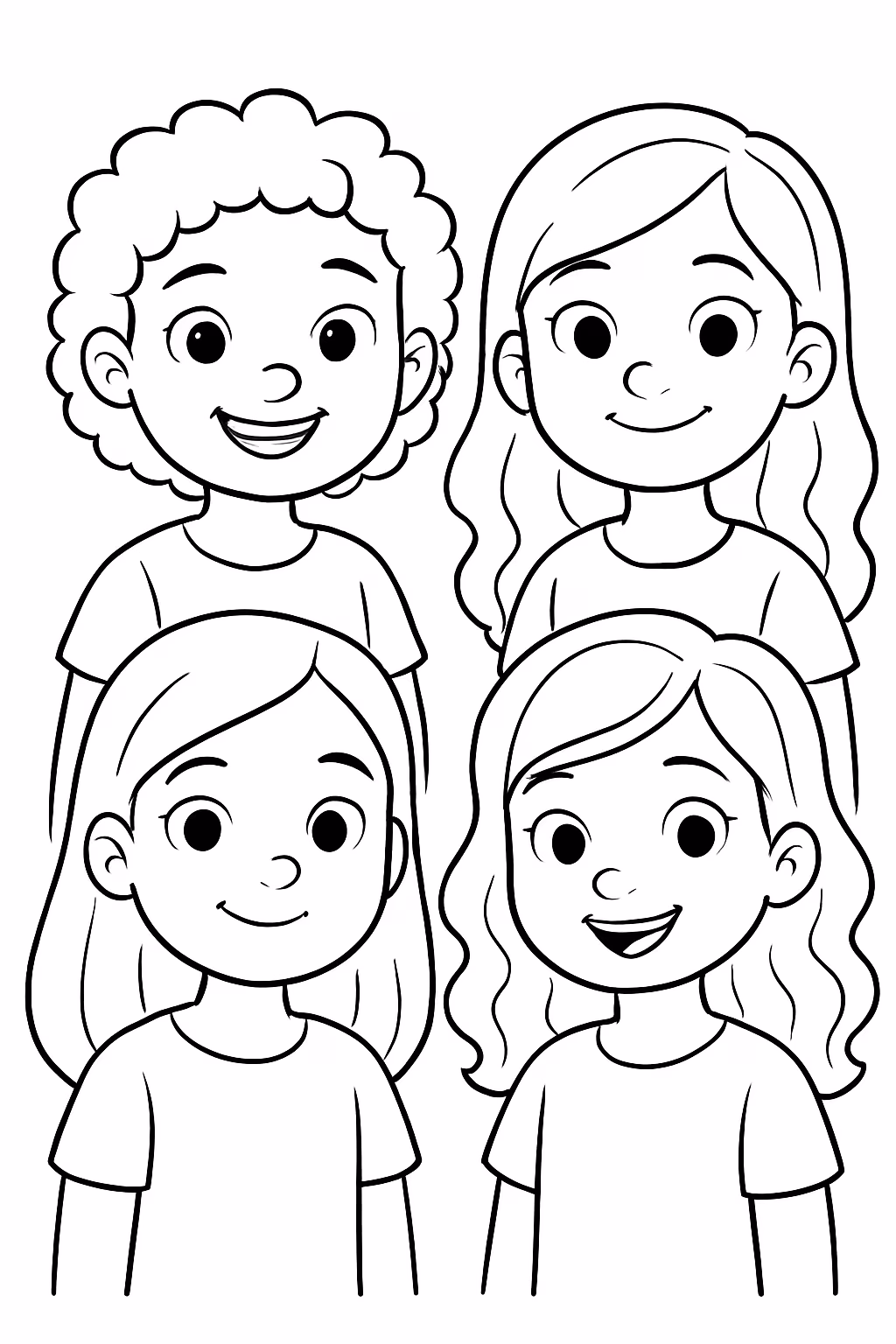 Primas cabelo cacheado curto tem 5anos elisa 10ano cabelo ondulado para colorir — desenho para imprimir