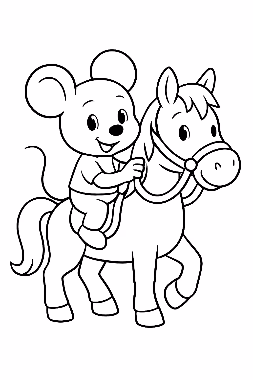 Com cavalo para colorir — desenho para imprimir