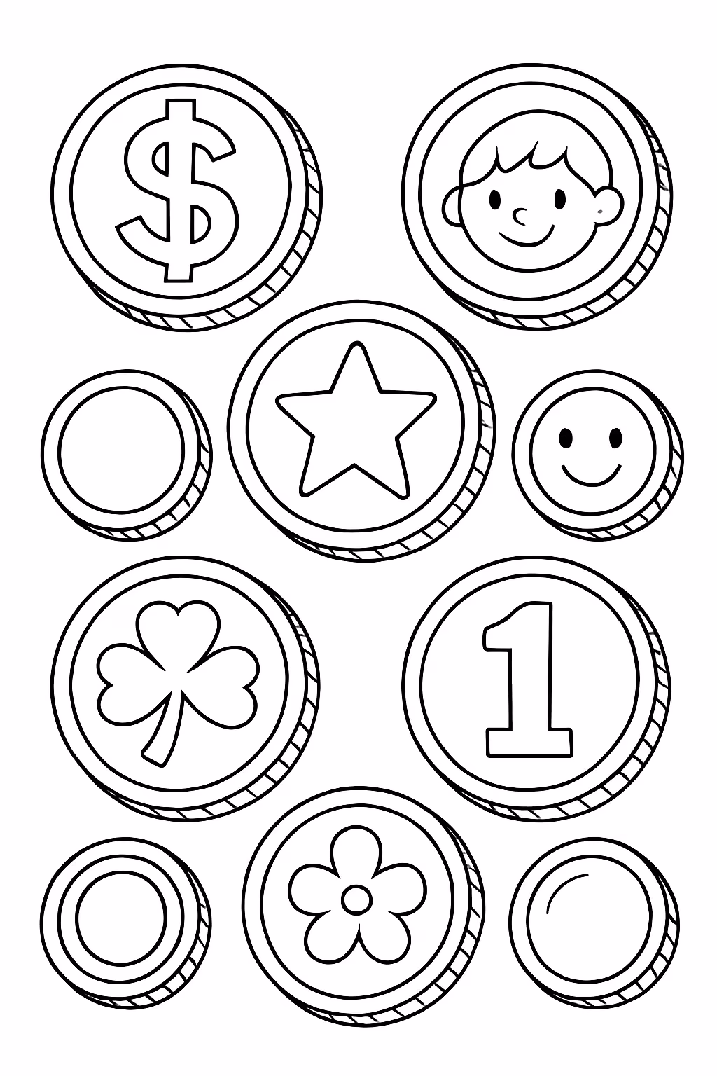 Moedas para colorir — desenho para imprimir