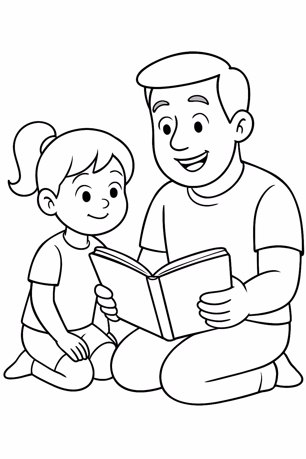 A filh e o pai para colorir — desenho para imprimir