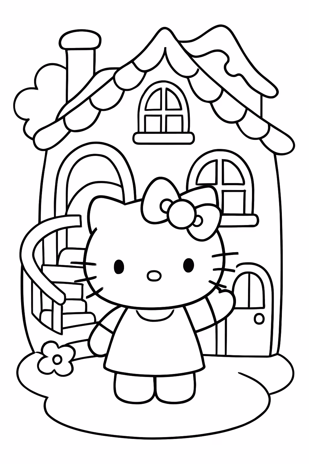 A hello kitty na casa magica da gabby para colorir — desenho para imprimir