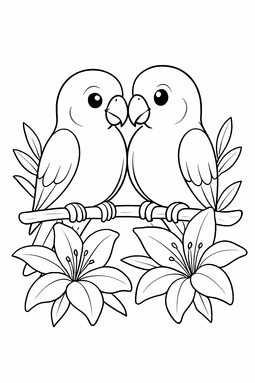 A lily love birdes para colorir — desenho para imprimir