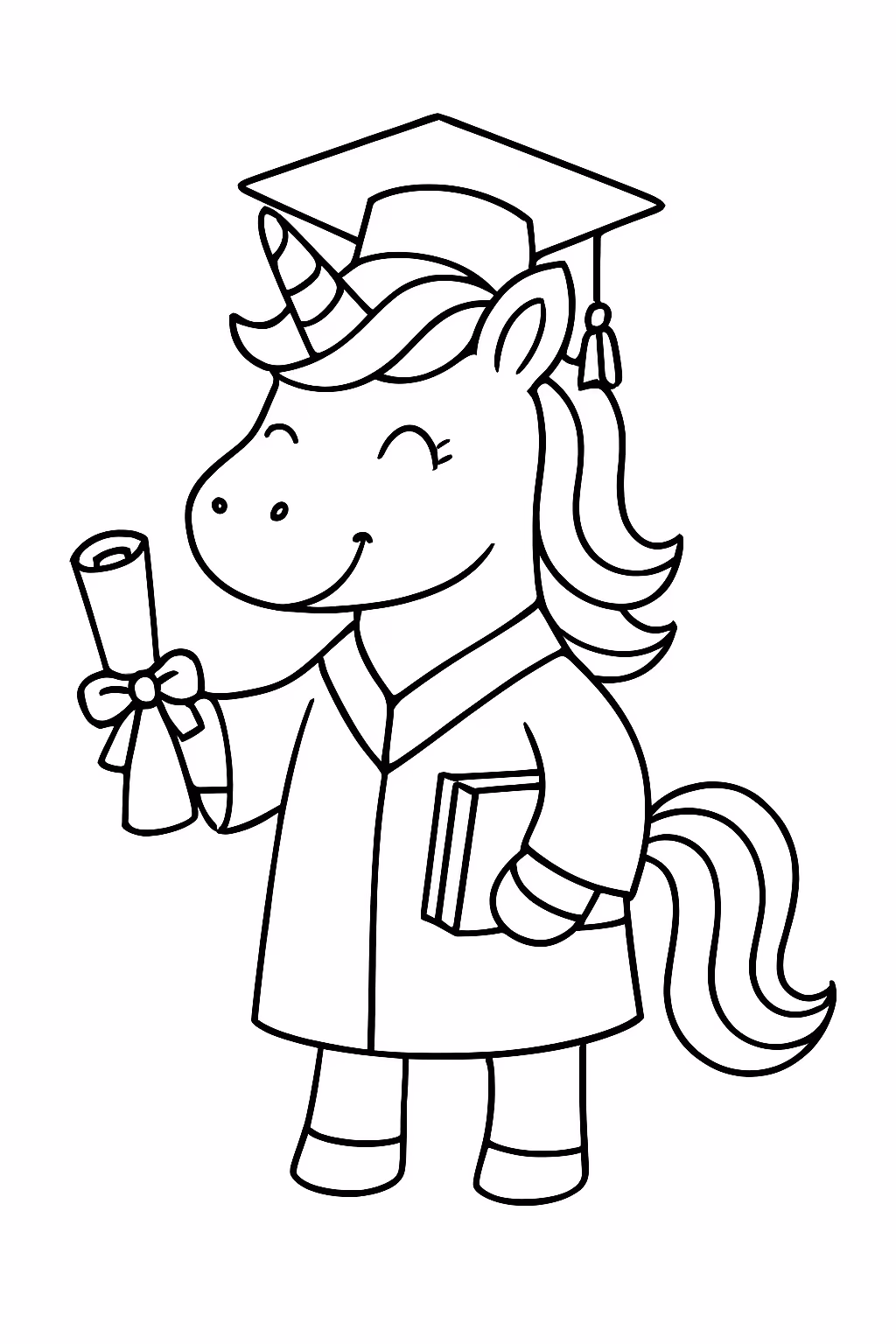 Academia unicornio para colorir — desenho para imprimir