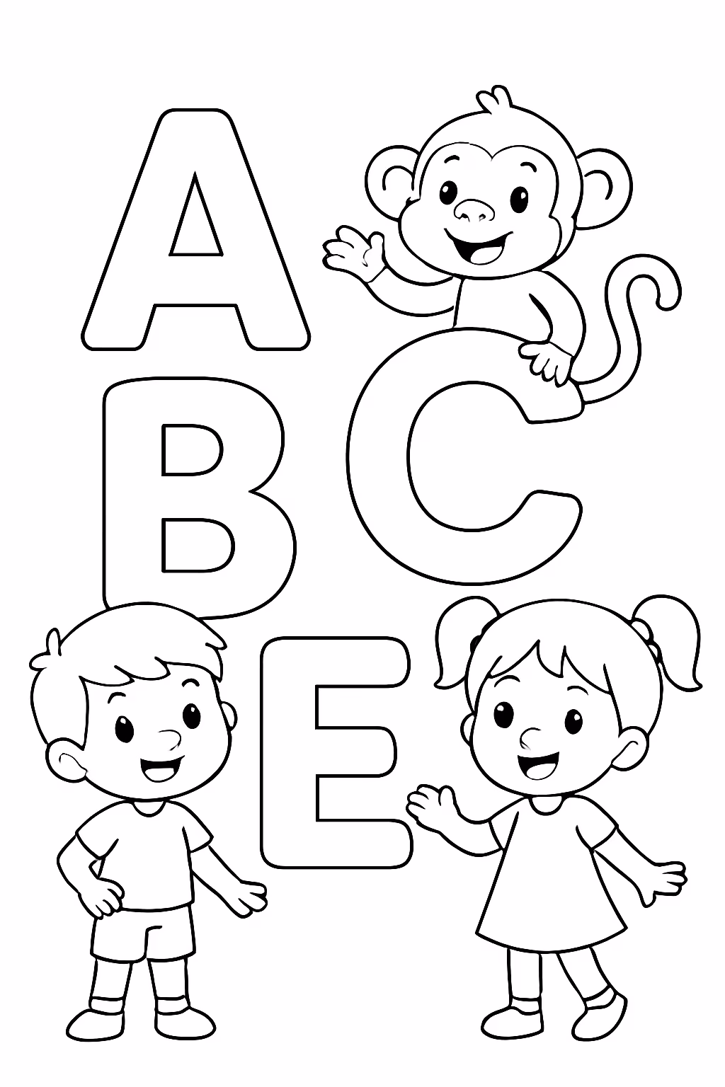 Alfabeto divertido para colorir — desenho para imprimir
