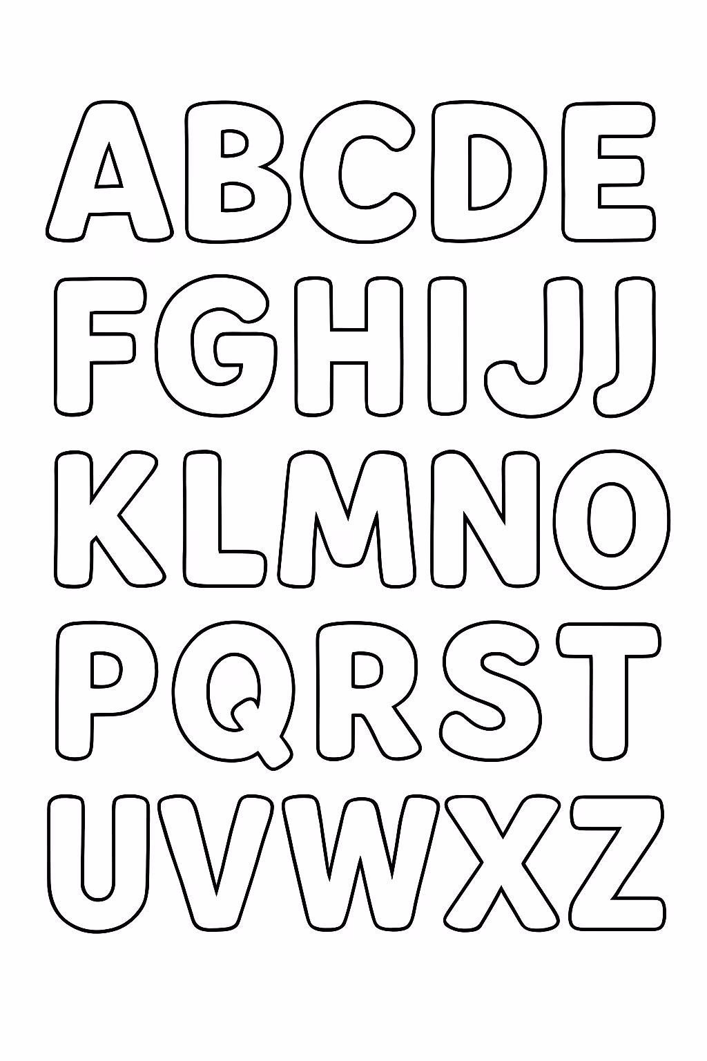 Alfabeto em tipode letras diferentes para colorir — desenho para imprimir