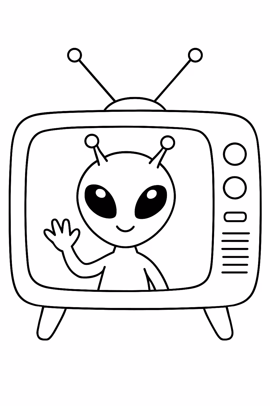 Alien tv para colorir — desenho para imprimir