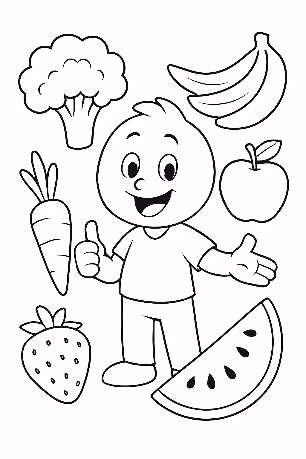 Alimentos saudaveis para colorir — desenho para imprimir
