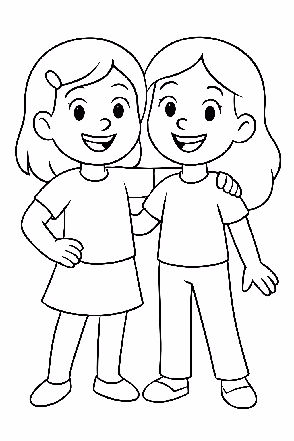 Amigas para colorir — desenho para imprimir