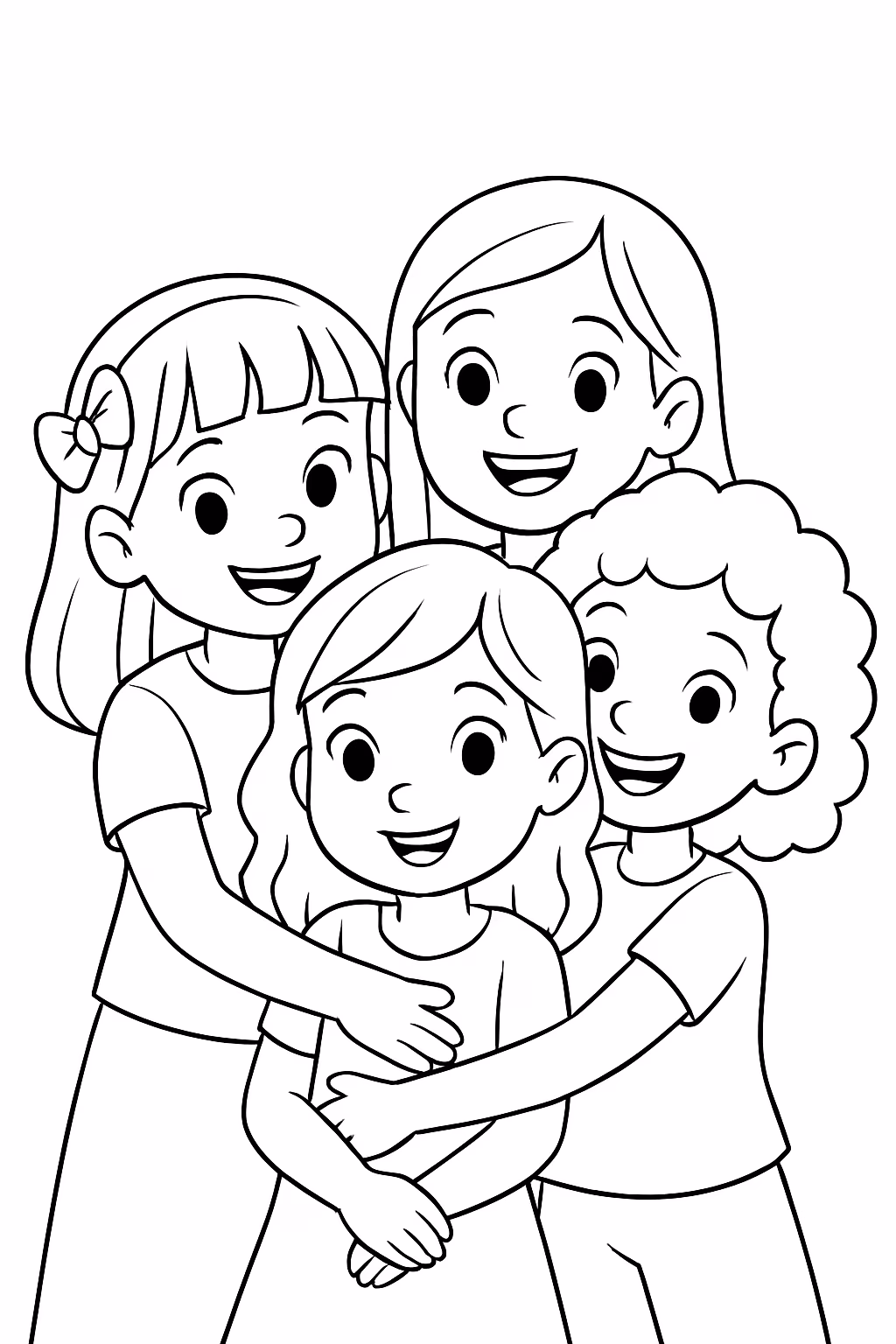 Amigas muitas para colorir — desenho para imprimir