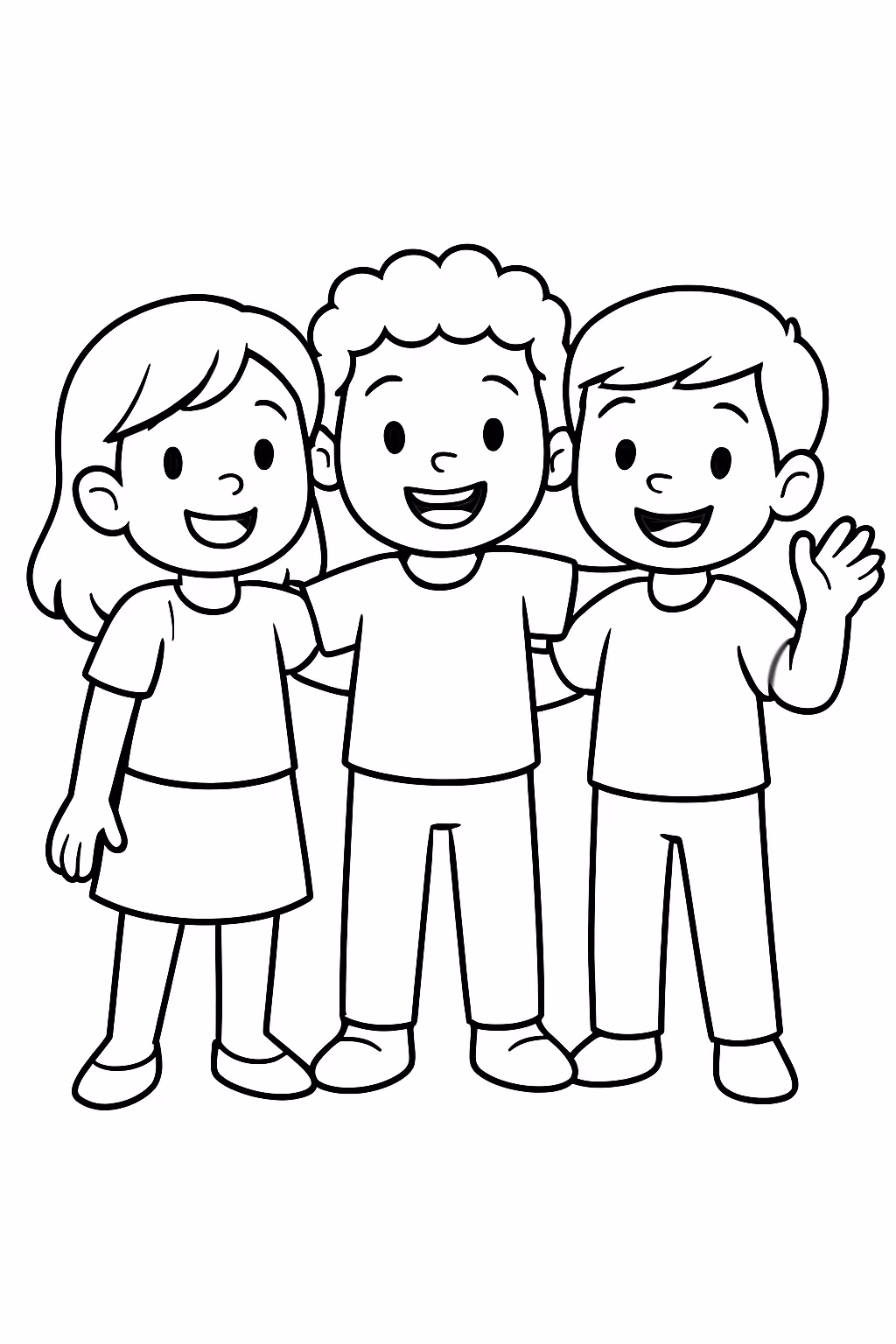 Amigos para colorir — desenho para imprimir