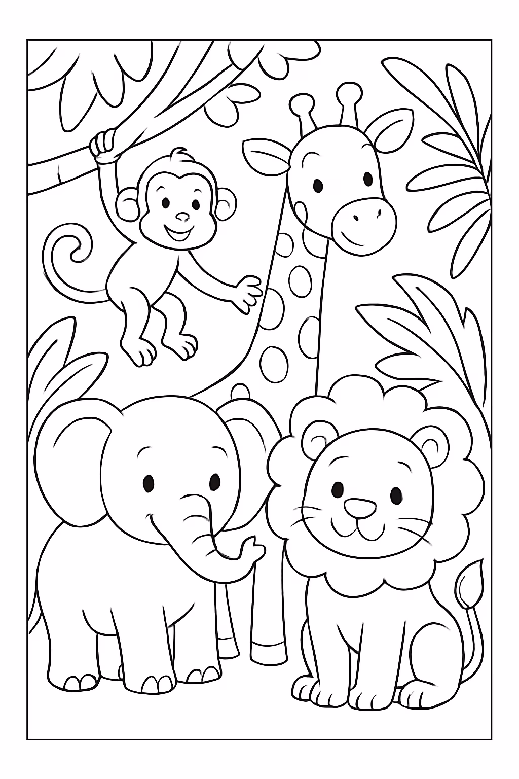Animais da selva para colorir — desenho para imprimir