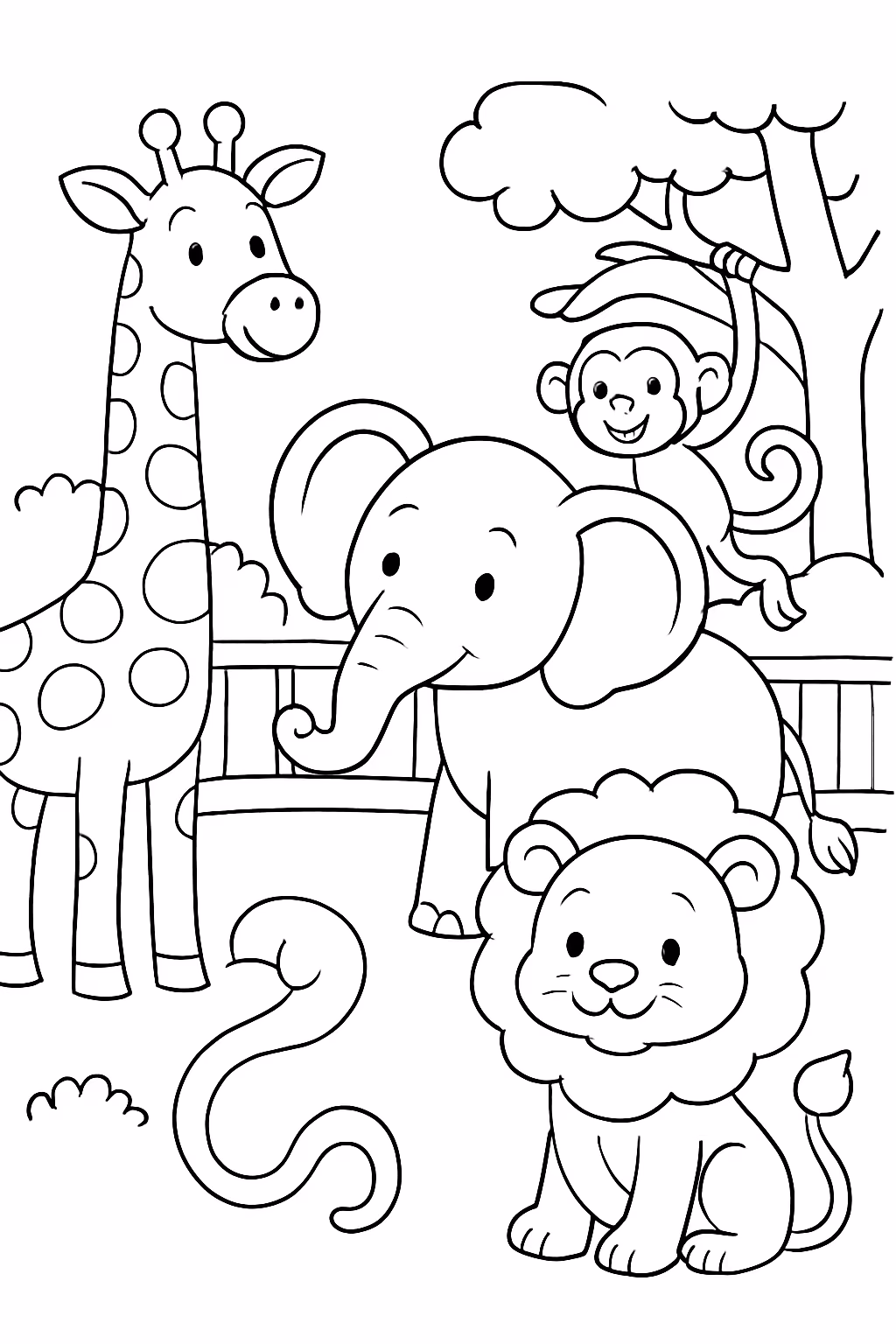 Animais do jardim zoologico para colorir — desenho para imprimir