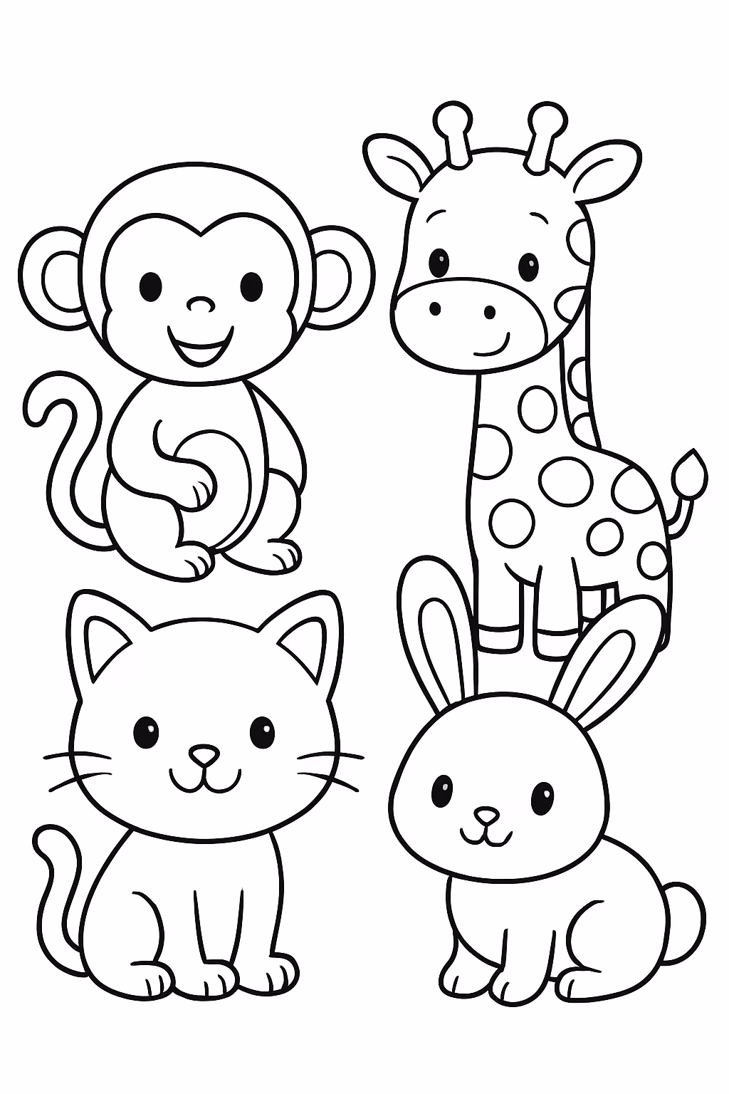 Animais fofos para colorir — desenho para imprimir