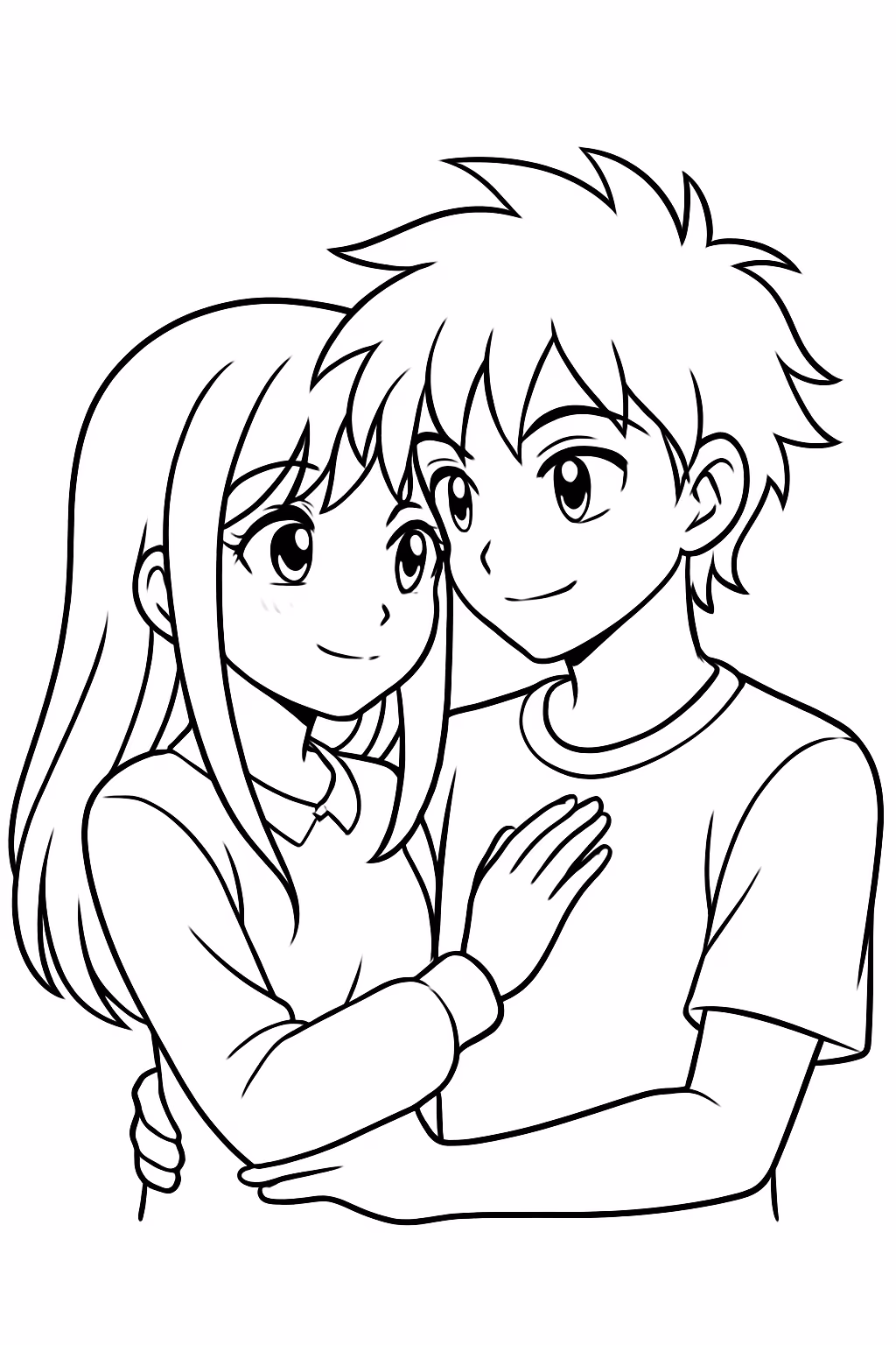 Anime dois apaxonados para colorir — desenho para imprimir