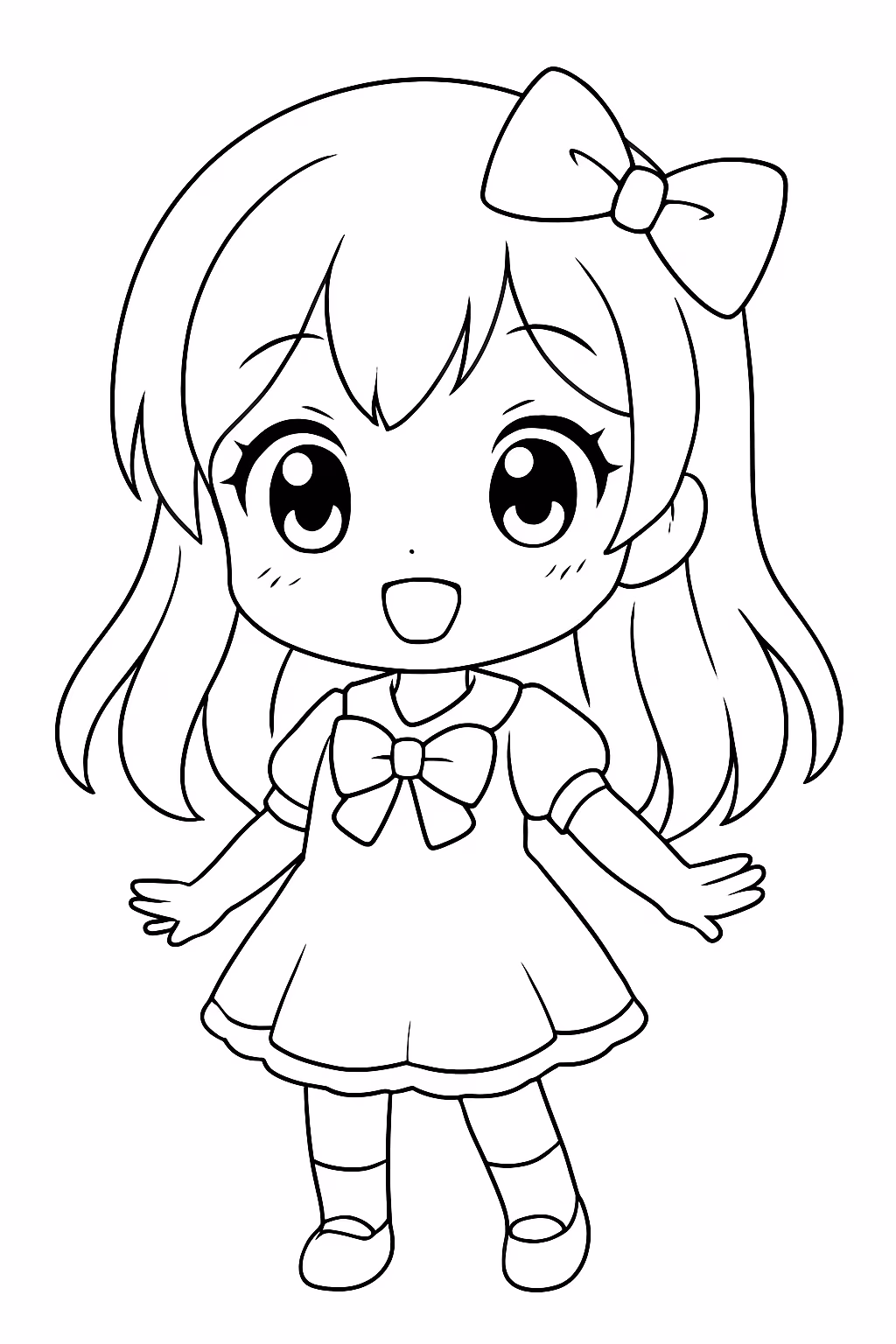 Anime kawai para colorir — desenho para imprimir