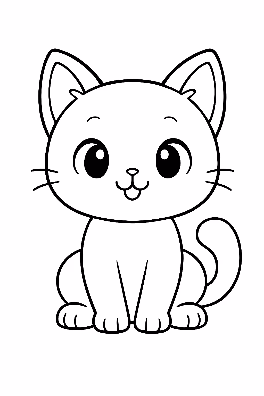 Anime kawai com gato para colorir — desenho para imprimir