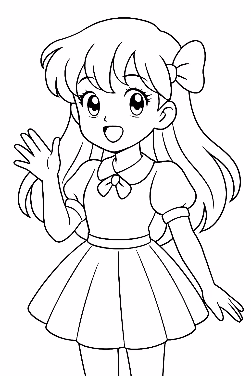 Anime menina para colorir — desenho para imprimir