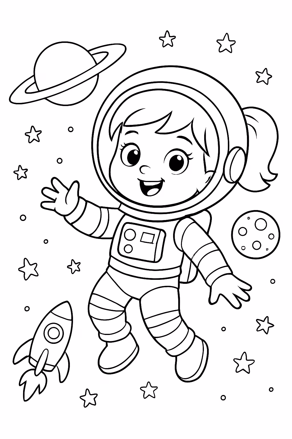 Anya no espaco para colorir — desenho para imprimir