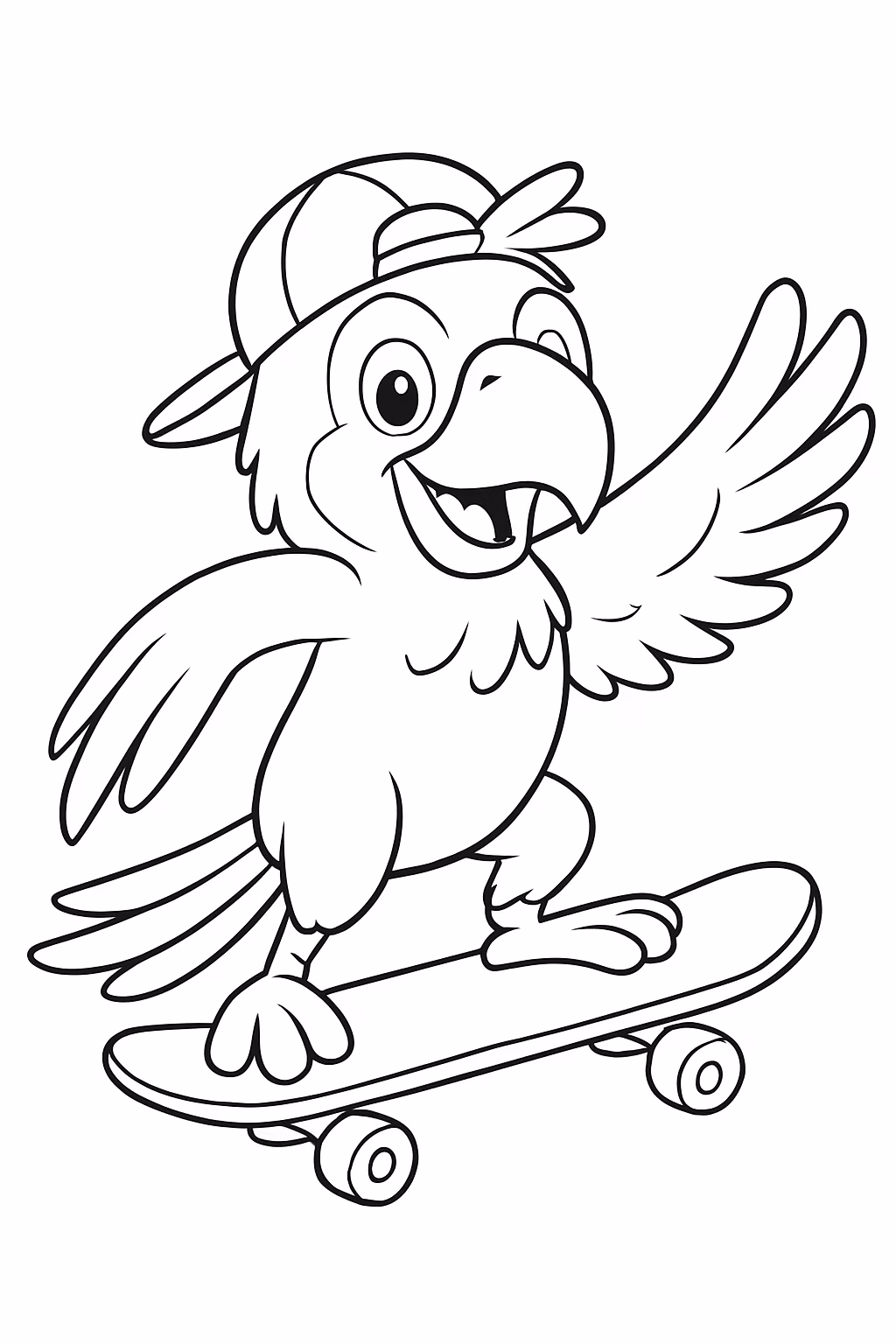 Arara skatista para colorir — desenho para imprimir