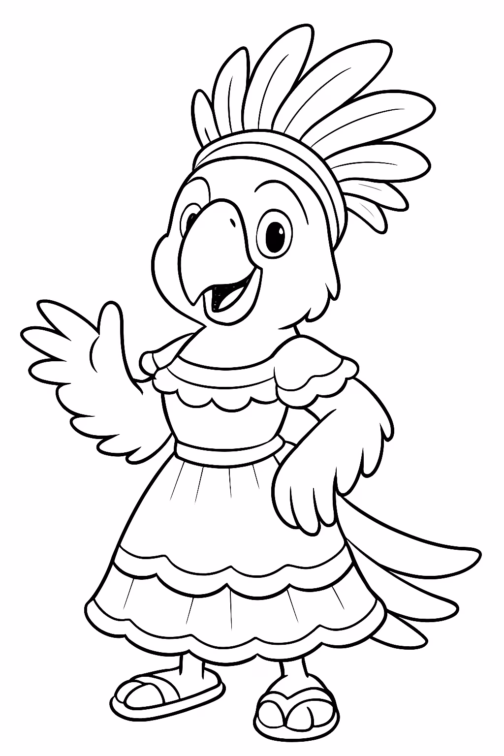 Arara vestida de brasil para colorir — desenho para imprimir