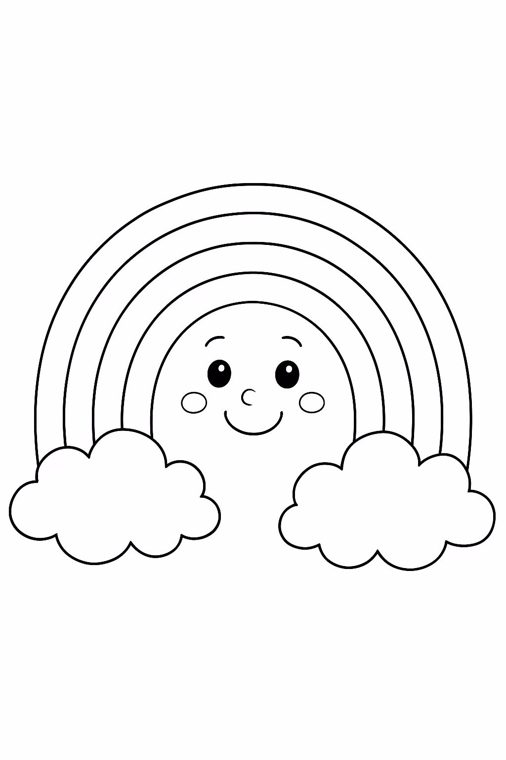 Arco iris com o rostinho sorrindo dentro do arco iris para colorir — desenho para imprimir