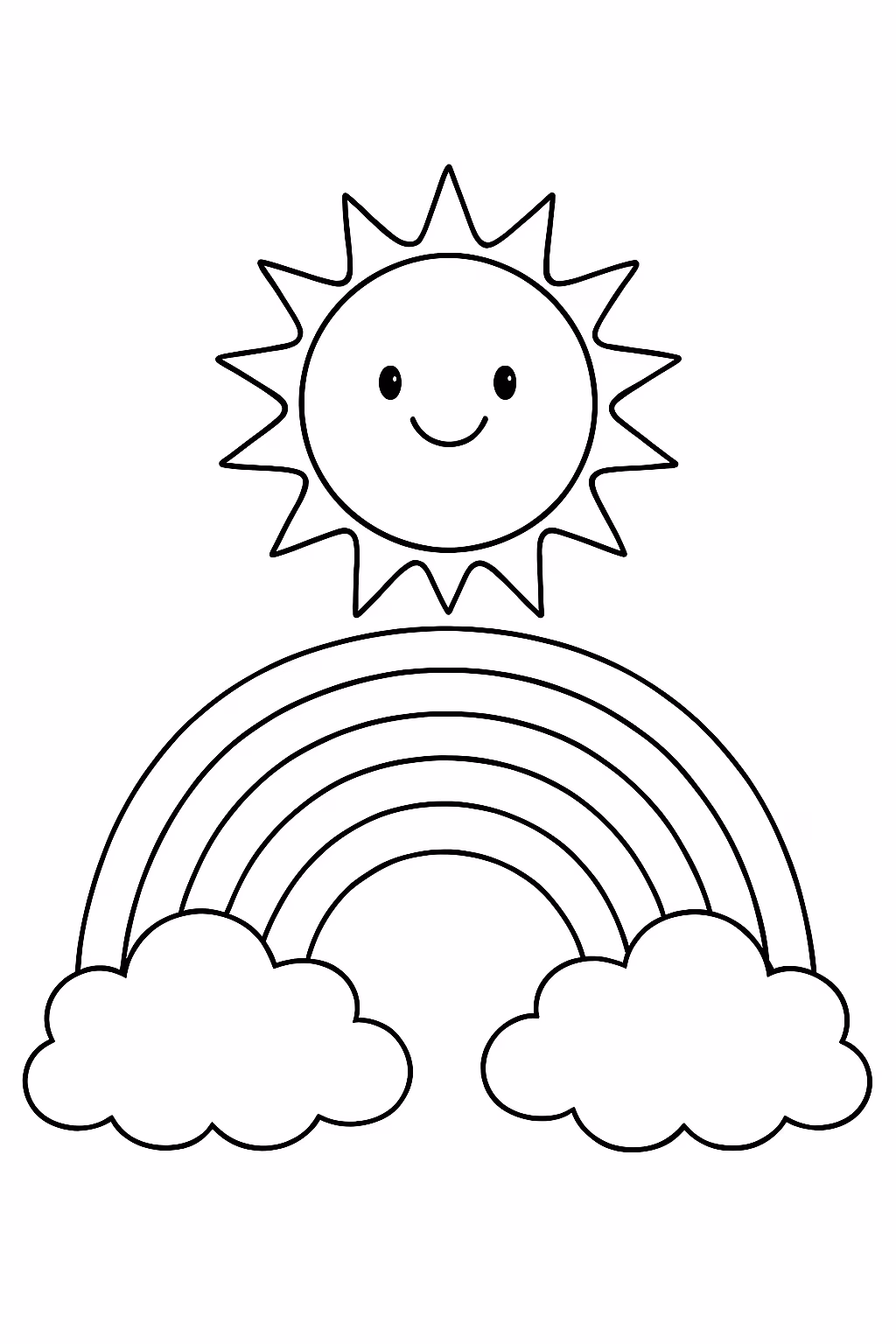 Arco iris e sol para colorir — desenho para imprimir