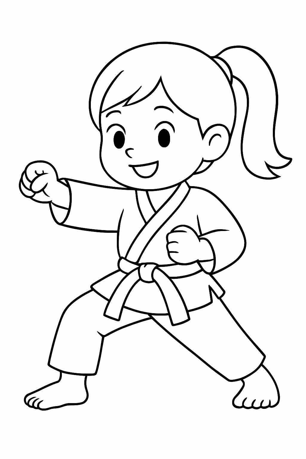 Artes marciais menina para colorir — desenho para imprimir