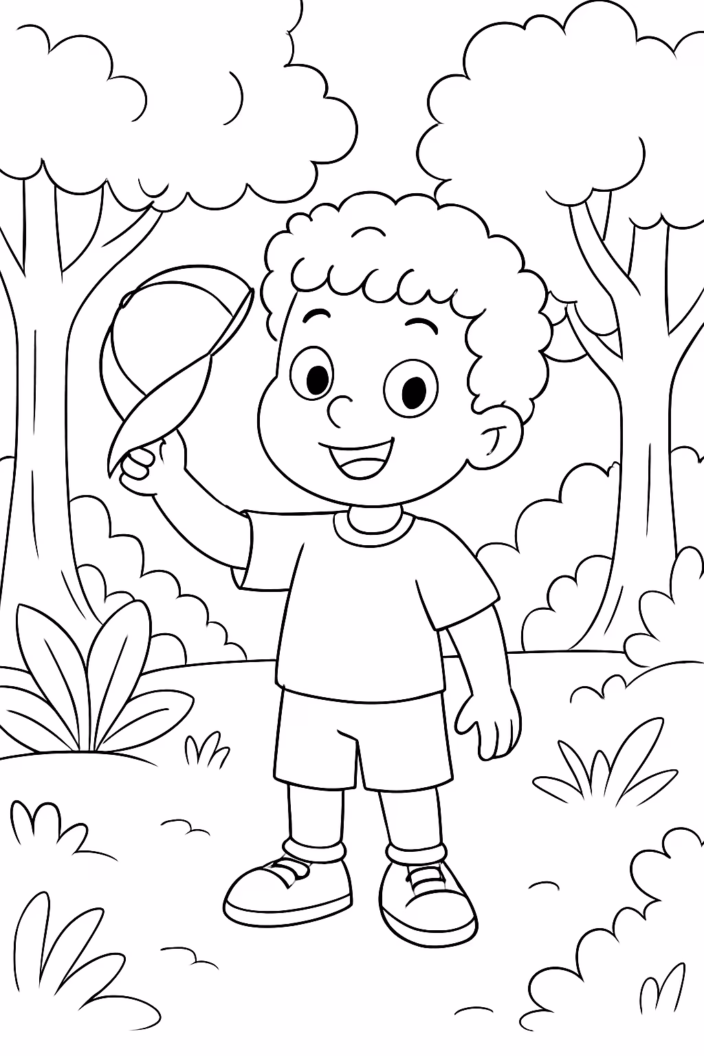 Arthur anos no bosque do folclore tira o bone ele para colorir — desenho para imprimir