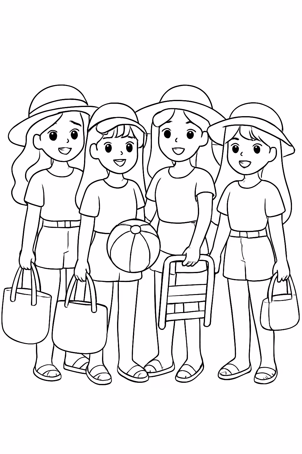 As guerreiras do kpop vao de ferias com sacos bolas para colorir — desenho para imprimir