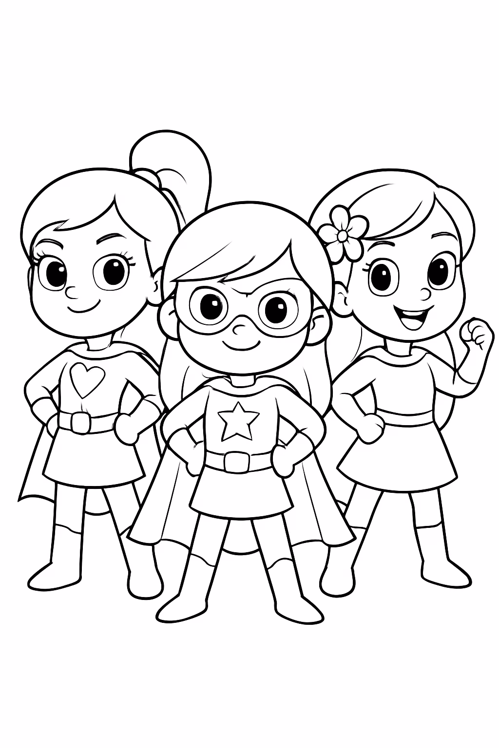 As meninas super poderosas para colorir — desenho para imprimir