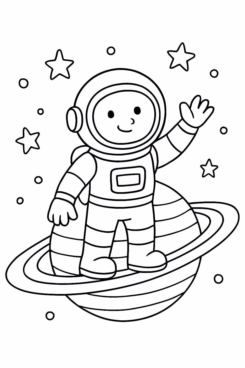 Astronalta em saturno para colorir — desenho para imprimir