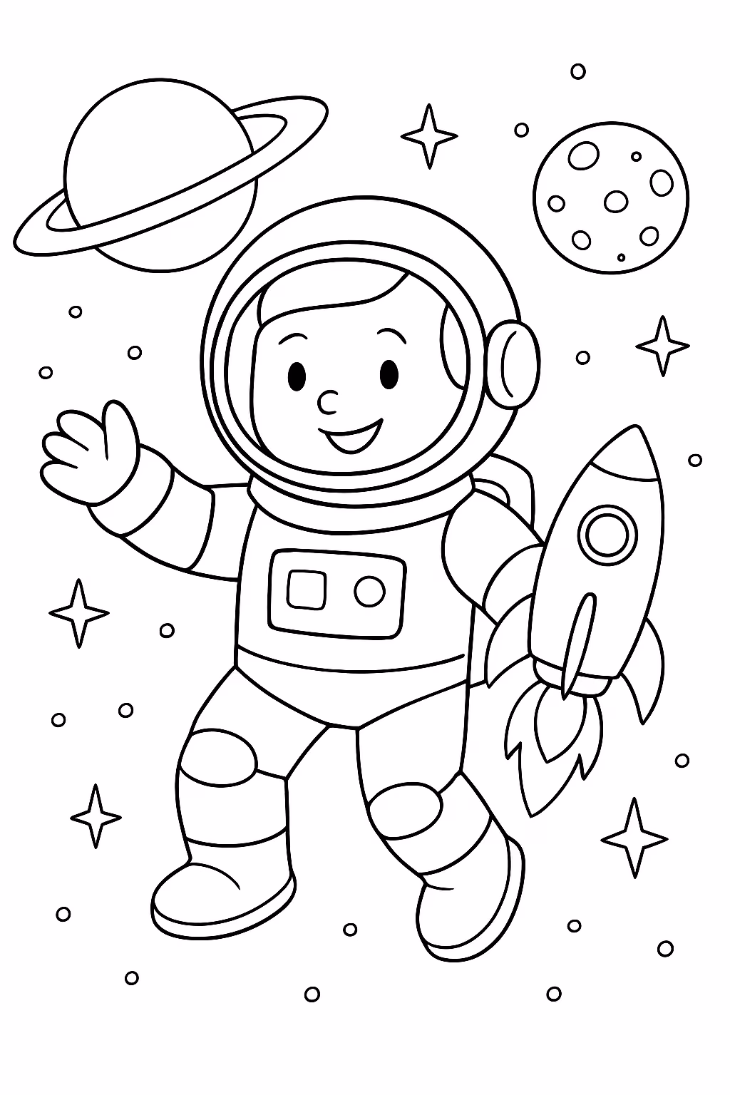 Astronalta no espaco para colorir — desenho para imprimir