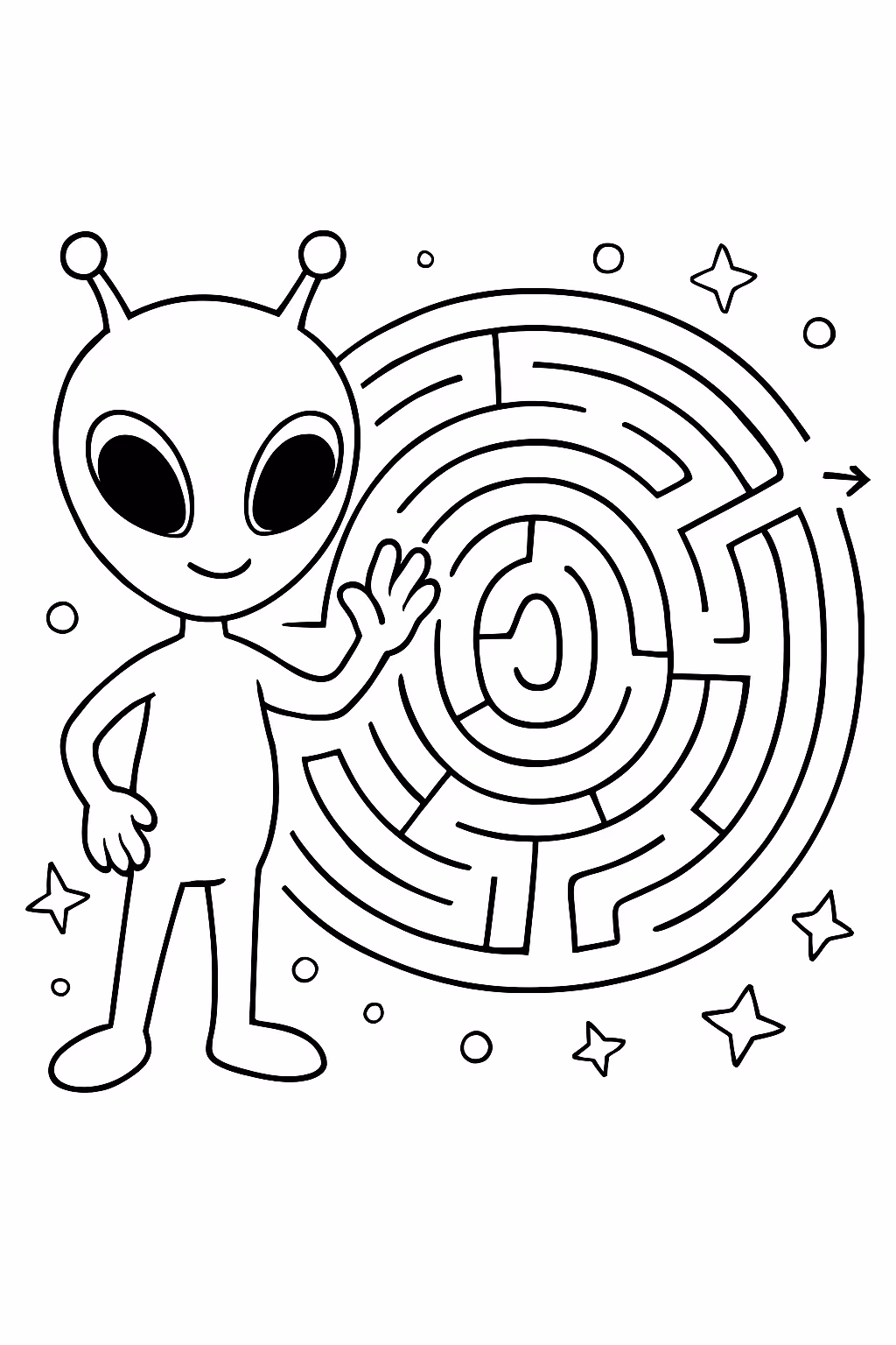Atividade de alienigena labirinto para colorir — desenho para imprimir
