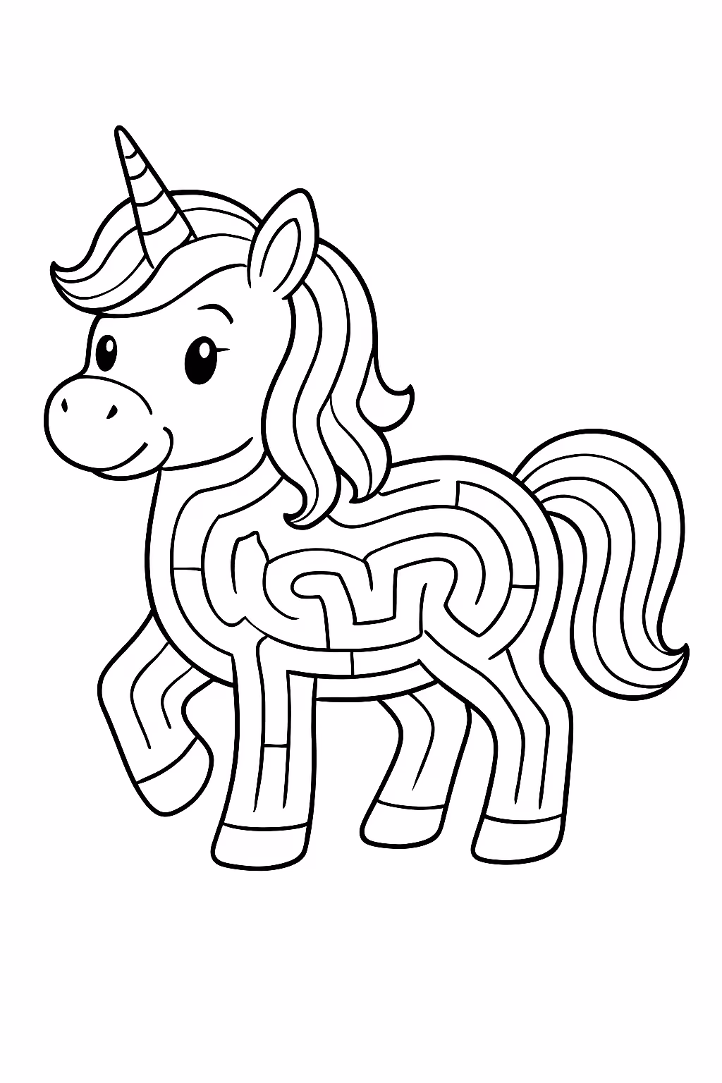 Atividade de labirinto unicornio labirinto para colorir — desenho para imprimir