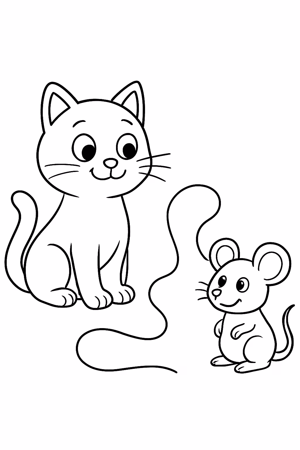 Atividade de ligar ex ligar o gato no rato para colorir — desenho para imprimir