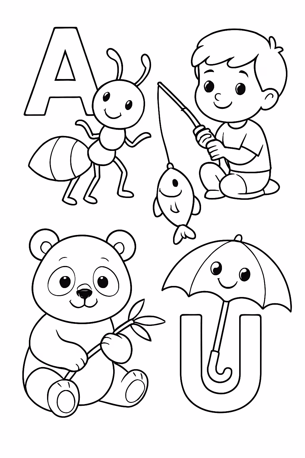 Atividades com vogais a e i o u para colorir — desenho para imprimir