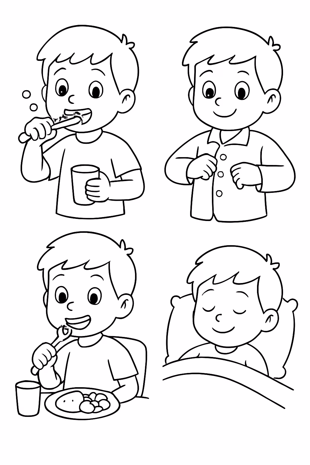 Atividades diarias de criancas para colorir — desenho para imprimir