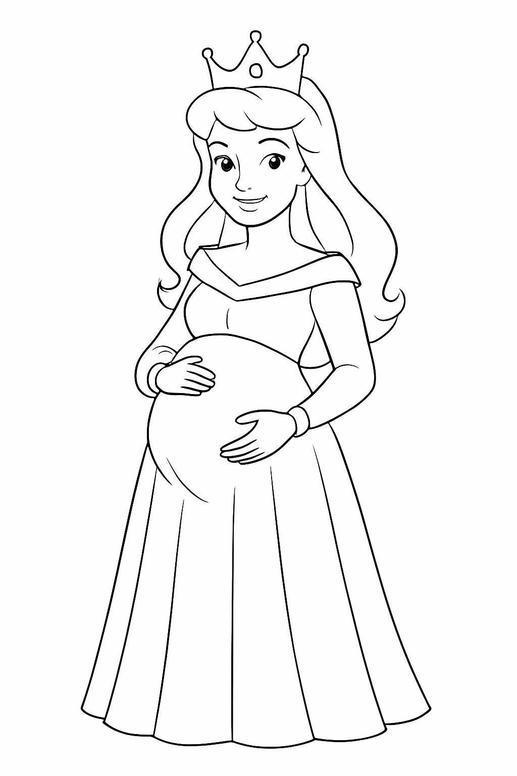 Aurora princesa gravida realista para colorir — desenho para imprimir