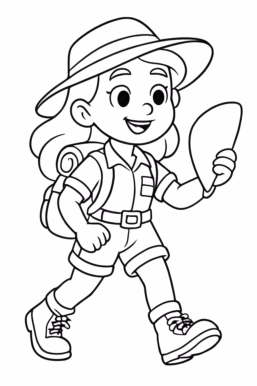 Aventureira vermelha para colorir — desenho para imprimir