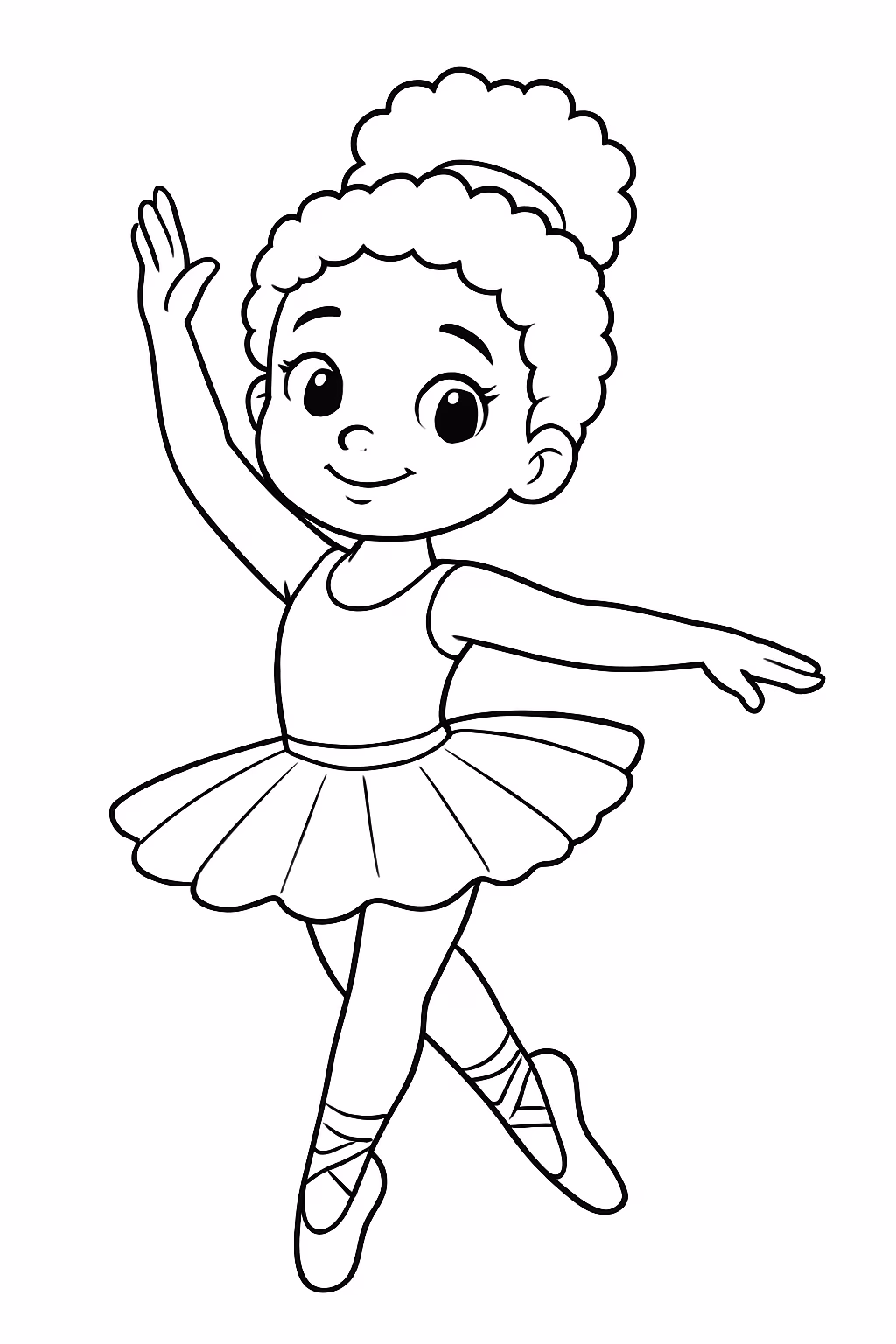 Bailarina de cabelo crepos para colorir — desenho para imprimir